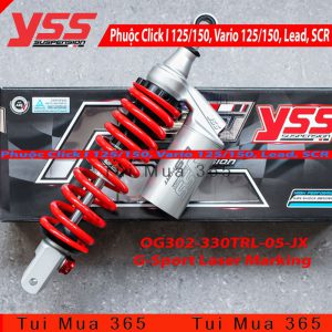 Phuộc YSS G-Sport Laser Marking Vario 125cc, 150cc Click I 125cc, 150cc, Lead, SCR Đen Đỏ Thái Lan