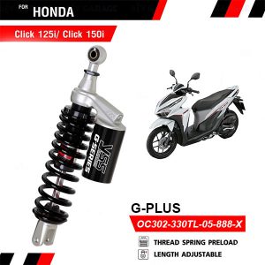 Phuộc YSS G-Plus cho xe Honda Vario, Click 125/150, Vision, Cuxi, Lead, SCR Đen/Đen