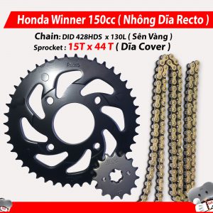Nhông sên dĩa Recto Cover Honda Winner 150cc, Sonic – Sên Vàng 10ly DID ( Thái Lan )