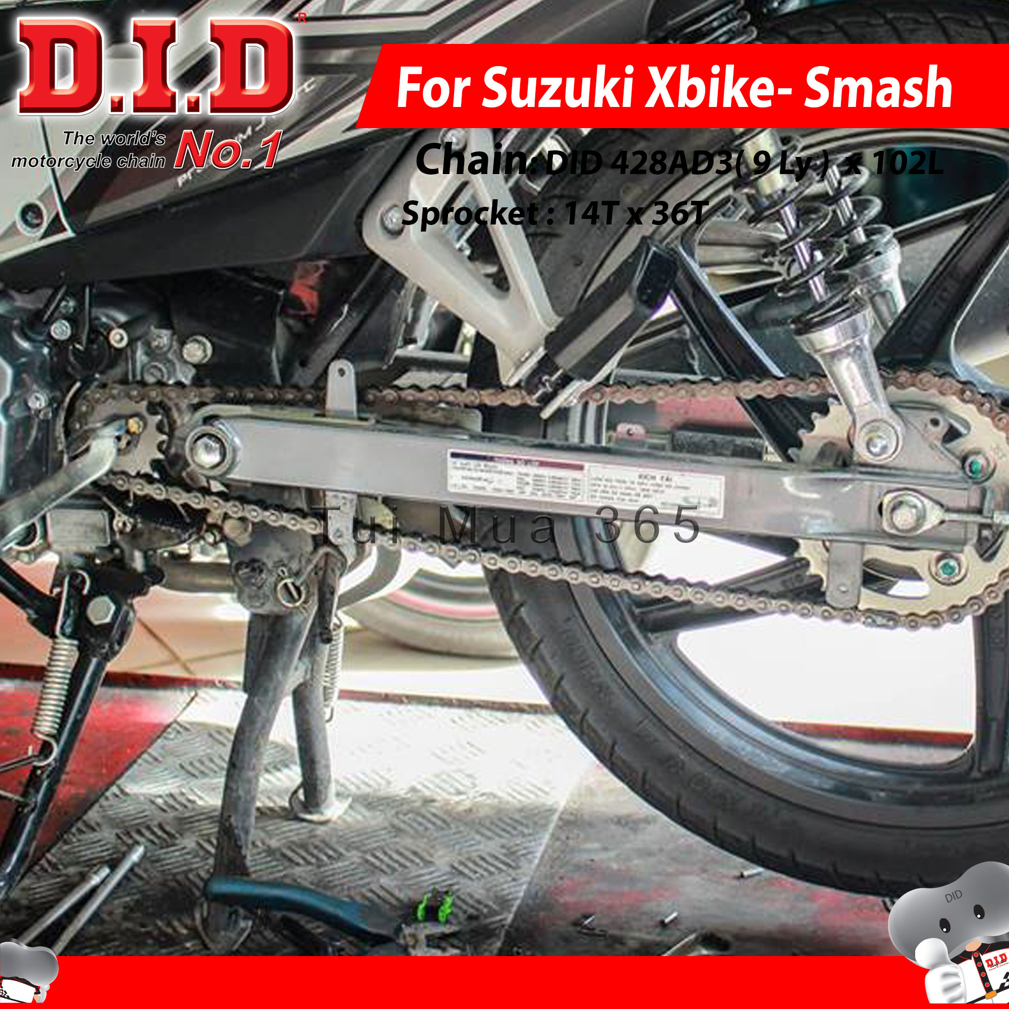 Nhông Sên Dĩa DID Suzuki XBike, Smash ReVo Sên Đen 9ly DID AD3 Thái Lan ...