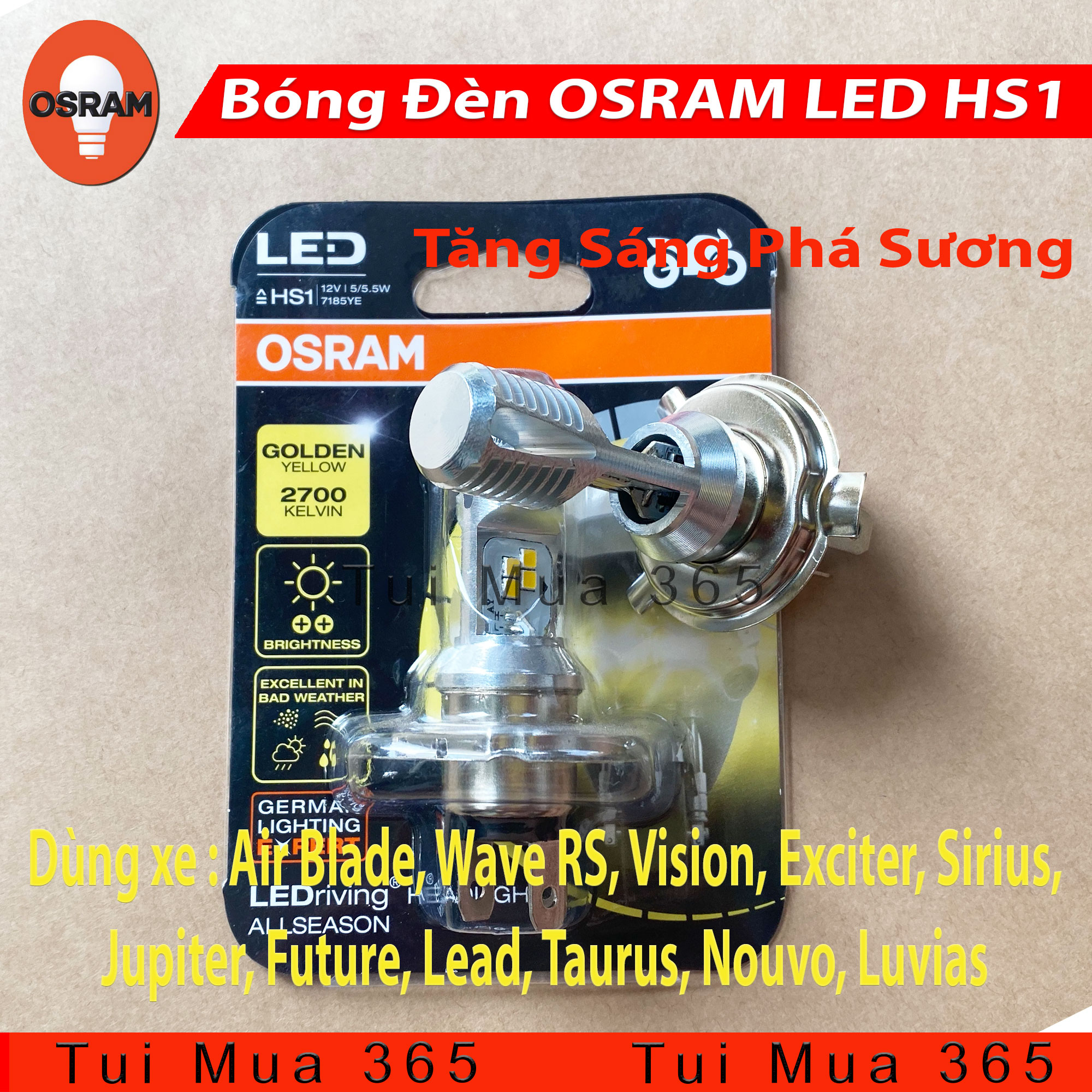 Bóng đèn LED tăng sáng phá sương OSRAM HS1 Air Blade, Wave RS, Vision,  Exciter, Sirius, Jupiter, Future, Lead, Taurus, Nouvo, Luvias - 100% Hàng  chính hãng - CHẤT LƯỢNG - UY TÍN - AN TÂM