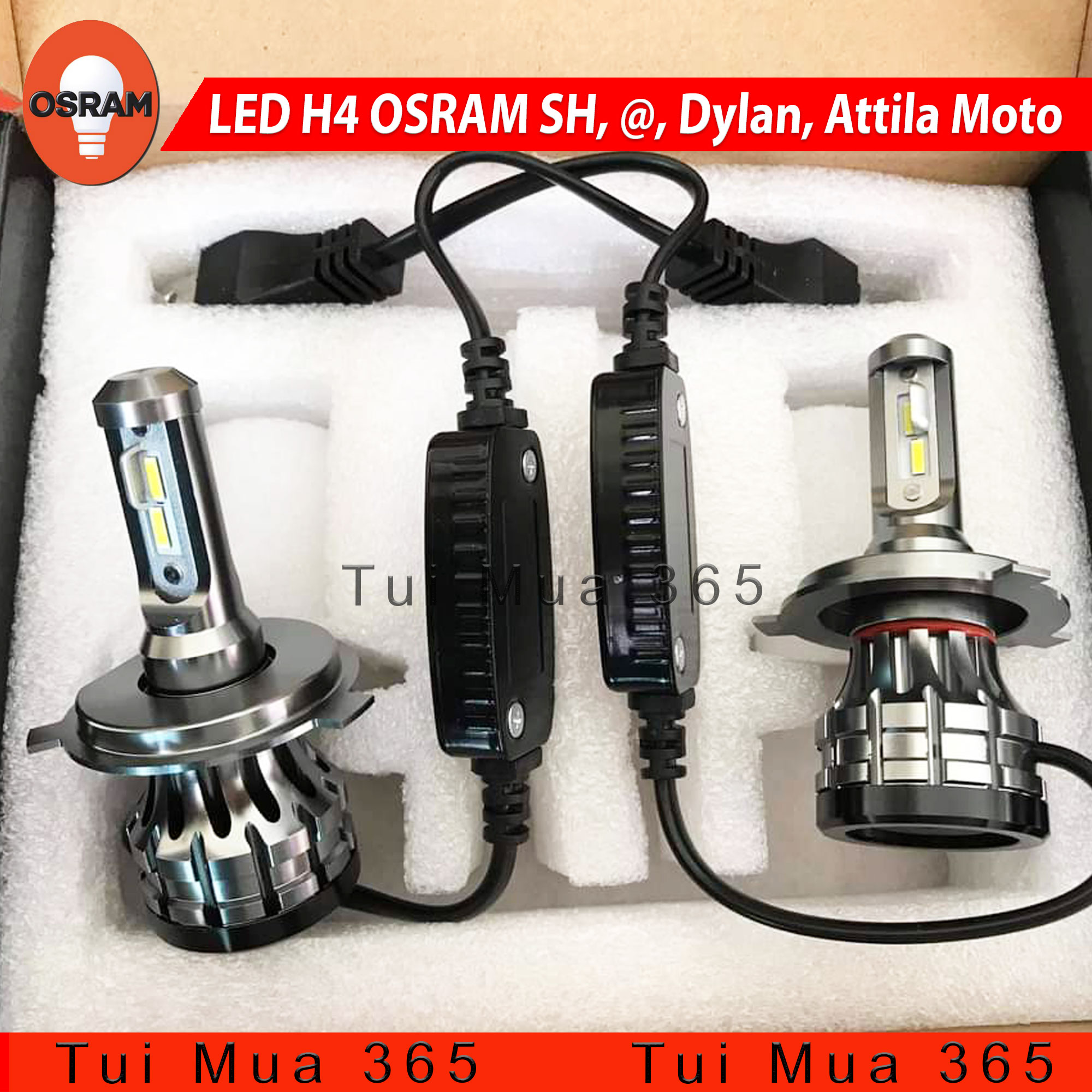 Bóng đèn LED H4 OSRAM SH, A Còng, Dylan, Attila Moto tăng sáng