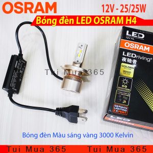 OSRAM Bóng đèn LED H4 xe SH, Dylan, Attila, Mô tô, Ô tô tăng sáng phá sương vàng ( Công suất: 25/25W 12V )